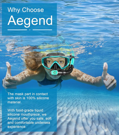 Swimming Aegend Snorkeling Gear for Adults Youth Kids, Snorkel Mask with Top Dry Valve - Panoramic View Anti-Leak