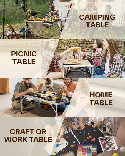 35.4" 23.6" 2 Sportneer Folding Table: Adjustable Height Camping Essentials L x W Height with Mesh Layer - Compact