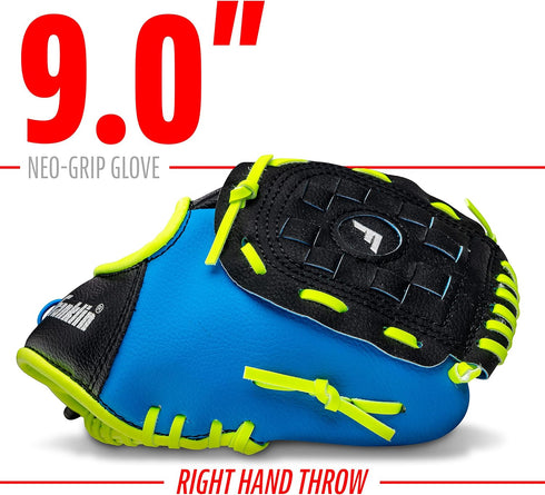 Franklin Sports Youth Teeball Glove, 9.0 Inch Neo-Grip Synthetic Leather Fielding Glove, Left & Right Handed Ready to