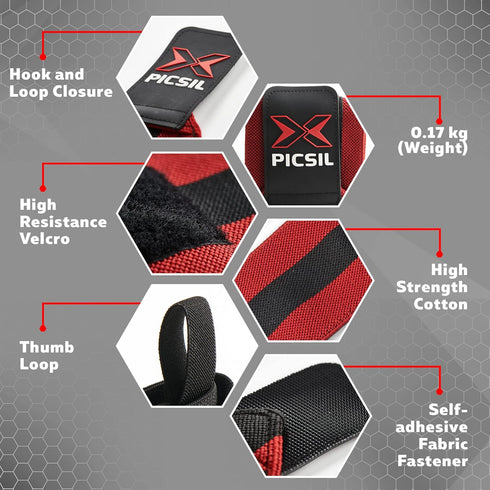 PICSIL Wrist Support for Cross Training - High Performance Elastic Nylon Reduces Wrist Discomfort
