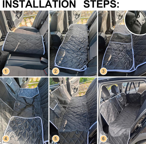 AULDEY Hammock Dog Car Seat Cover, Waterproof with Mesh Window and Storage Pocket, Durable Scratchproof Nonslip Dog Car
