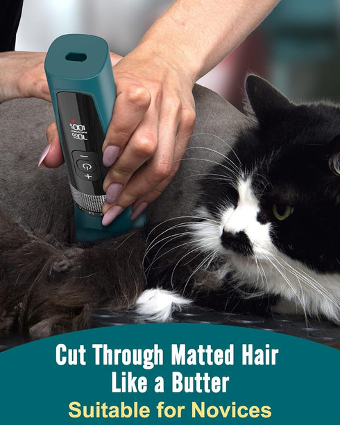 oneisall Cat Clippers for Matted Hair, 5-Speed Quiet Grooming Kit, Cordless Waterproof Cat Hair Trimmer (Green)