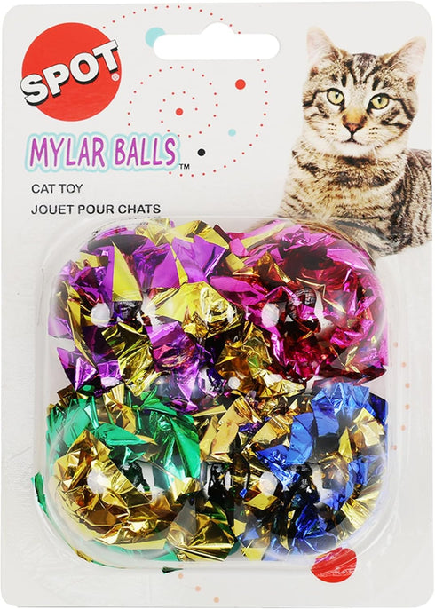 SPOT Ethical 1-1/2-Inch Mylar All Breed Sizes Balls Cat Toys, 4-Pack for All