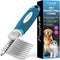 Poodle Pet Dematting Fur Rake Comb - Dog and Cat Comb with Long Steel Safety Blades for Detangling