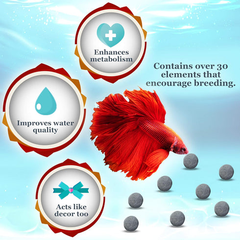 JOR Betta Calcium-rich Energy Balls, 20 pcs Water Conditioner Gray Beads for Crystal Clear Aquarium Water