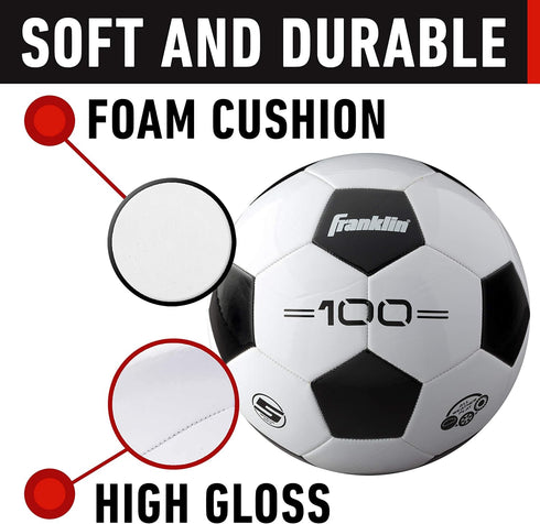 Franklin Sports Soccer Balls - Youth + Adult Size 3, 4 + 5 - Black + White Bulk Packs