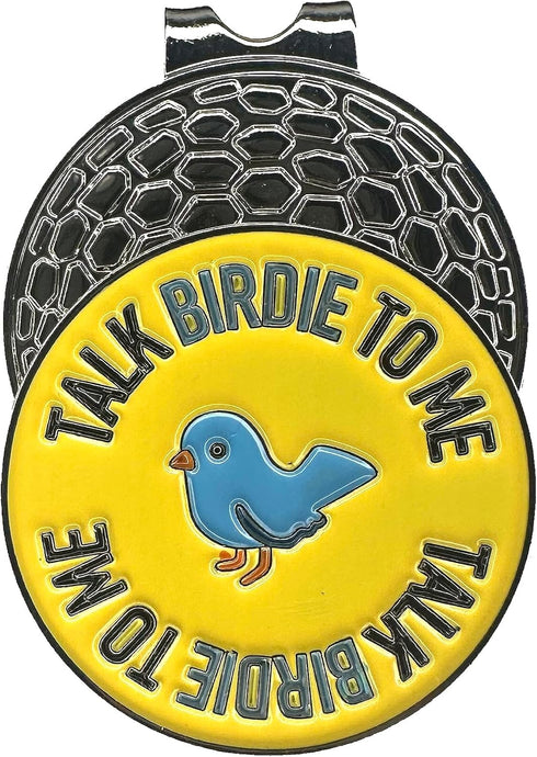 Talk Birdie to Me - Funny Emoji Golf Ball Marker with Hat Clip, Men's and Women's Golf Novelty Gift