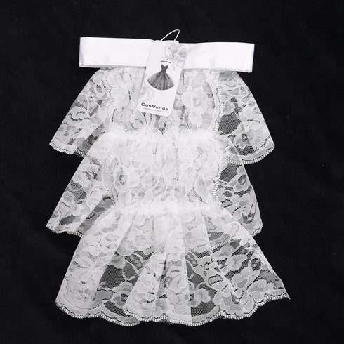 Renaissance Elizabethan Costume Jabot Collar, Ruffled Detachable Lace Collar, White