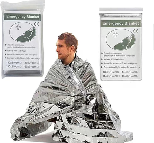Guo's hyekbe First Aid Mylar Rescue Blanket, Emergency Blankets for Outdoor Survival Gear, Body Warmer Blanket (Silver,
