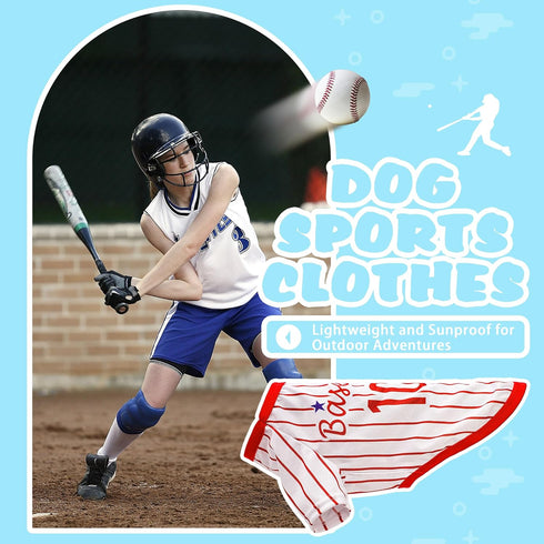 Sleek Striped Dog Vest: Sleeveless Baseball-Style Shirt for Small, Medium, Large Breeds, Comfortable Blue L