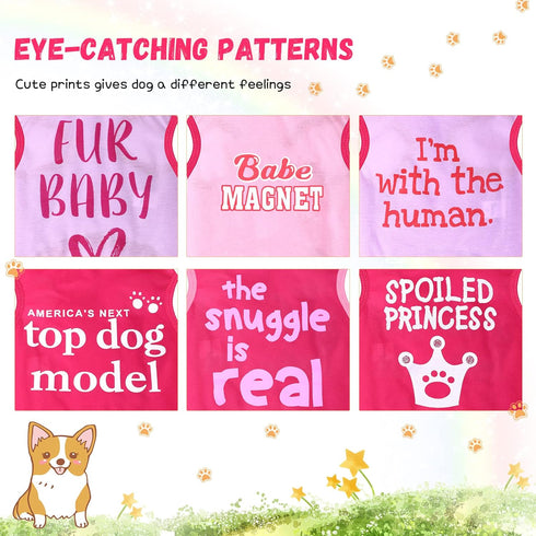 Jexine 6 Pack Dog Shirt, Breathable Puppy Clothes for Chihuahua, Summer Dog Costume (Small)