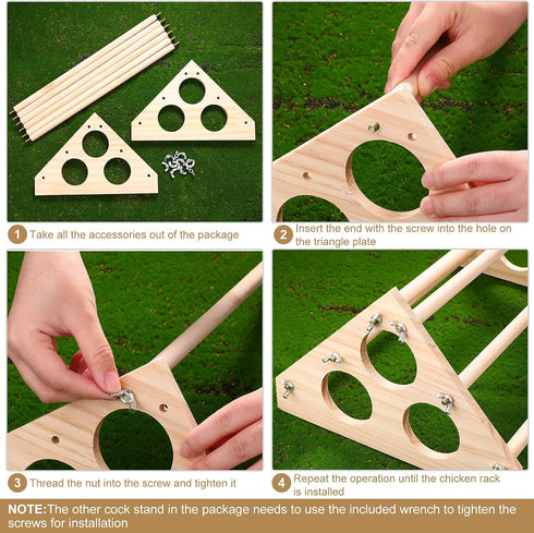 2 Pieces Chicken Perch Hens Handmade Perch Stand Toy Chicken Wood Stand Chicken Toy Wooden Roosting Jungle Chick Gym