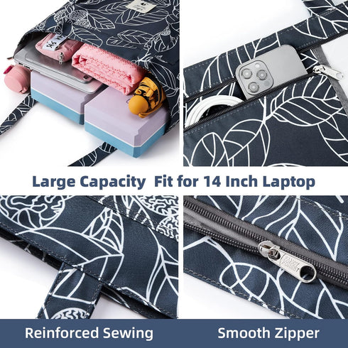 WLLWOO Yoga Bags for Women with Carrier, Canvas Tote for Pilates, Travel, Office, Beach Workout
