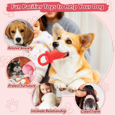 5.2" Dogs(Red,1 Latex Chew Dog Toys, Novelty Squeaky Pacifier Dog Toys, Durable Pacifier Dog Chew Toys for Small