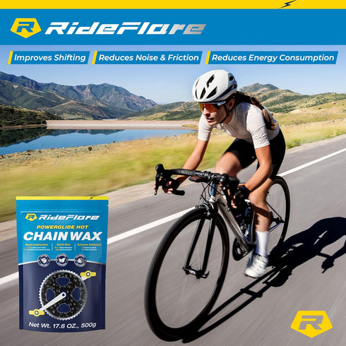500g RideFlare Premium Chain Wax Hot Melt Bike Chain Lubricant with Ultra Low Friction Formula Long-Lasting
