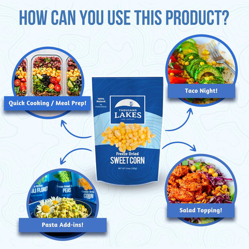 1 (16 100% Thousand Lakes Freeze Dried Vegetables - Sweet Corn - Bulk Pound Ounces) | Whole Sweet Corn Kernels | No