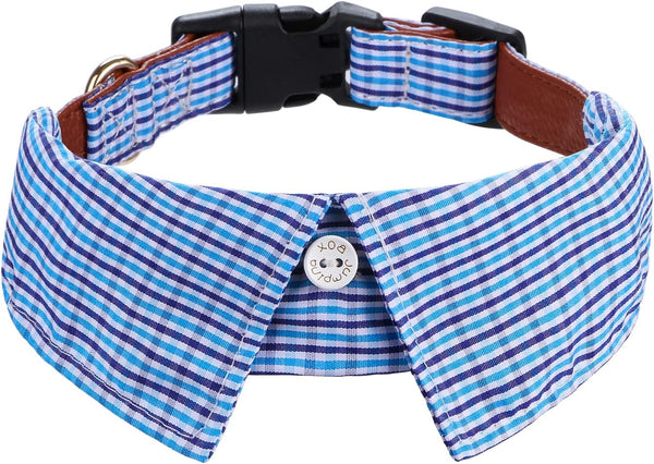 Cotton Plaid Shirt Style Dog Collar, Soft Cute Boy Dog Collar with Quick-Release Buckle for Small to Large Dogs