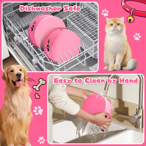 2 Pack Kennel bowls Mountable Stainless Steel Crate Bowls for Dogs No Spill Hanging Kennel Water Bowls with Clamp Holder 2 Sizes(7.08x2.83’’,6.3x2.63’) Hot Pink