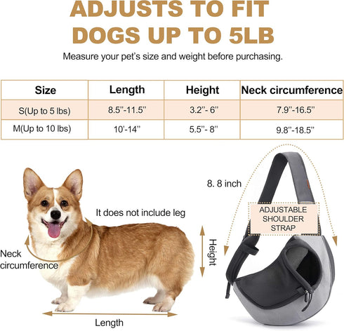 FDJASGY Pet Sling Carrier for Small Dogs Cats,Breathable Mesh Travelling Hand Free Puppy Backpack with Pouch and Adjustable Strap Carrier