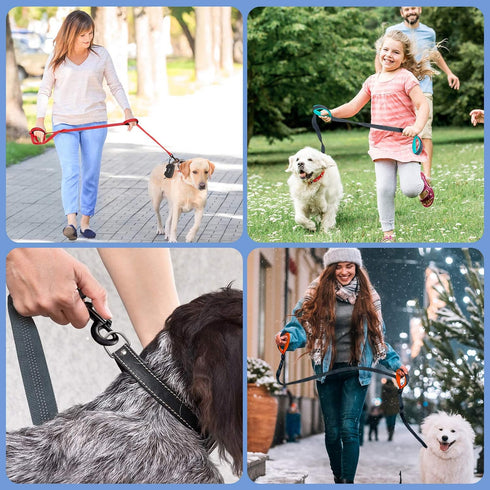 PuppyDoggy Dog Leash for Large Medium Dogs, 6 ft Reflective Stitching with 2 Traffic Padded Handles for Training