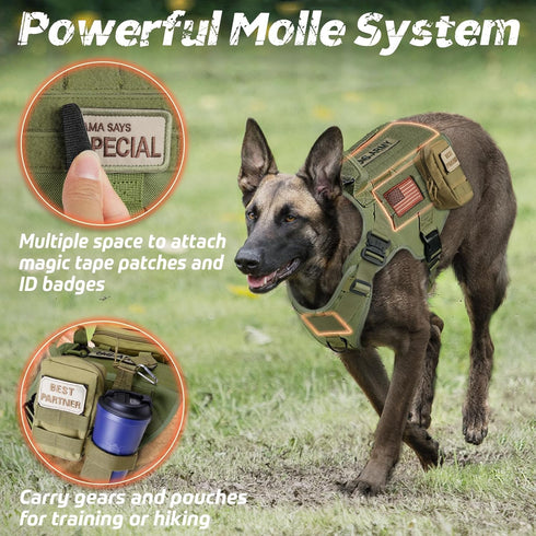 rabbitgoo Tactical Dog Harness for Large Dogs, Heavy Duty No-Pull Vest with Handle, Adjustable Military Harness for