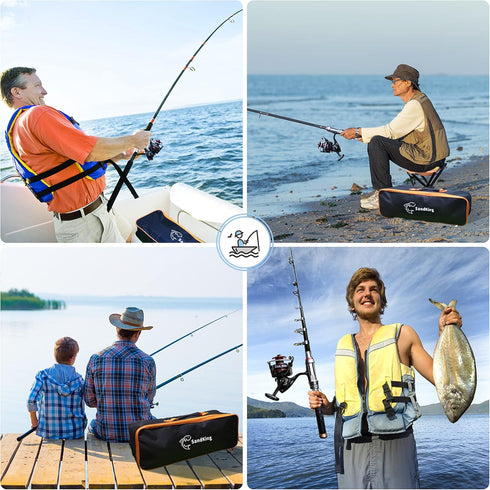 Fishing Pole Kit, Carbon Fiber Telescopic Fishing Rod and Reel Combo with Spinning Reel, Line, Bionic Bait, Hooks,
