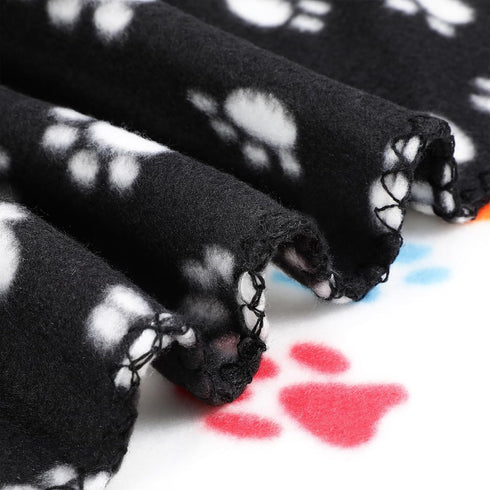 12 Tatuo Pieces Black Dog Blankets for Small Dogs Puppy Fleece Blanket Bulk Warm Felt Throw Spring Cute Paw Print Puppy