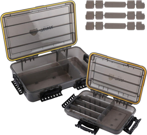 RUNCL Fishing Tackle Box, Waterproof 3600 3700 Tray with Adjustable Dividers for Freshwater