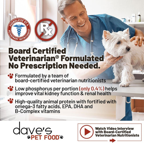 Dave's Pet Food Kidney Support for Dogs, Chicken Formula Crumble, Non-Prescription Low Phosphorus Diet, 4 lb