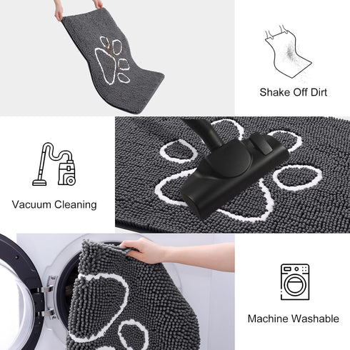 smiry Absorbent Dog Door Mat for Muddy Paws, Non-Slip Washable Chenille Mat, Quick Dry Indoor Entry Mat (47x32 Inches,