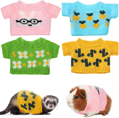4 Pcs Easter Ferret Clothes, Knitted Sweatshirt for Small Animals, Bunny Costume for Warm Winter