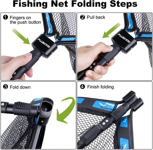 PLUSINNO Floating Fishing Net for Steelhead, Salmon, Fly, Kayak, Catfish, Bass, Trout Fishing