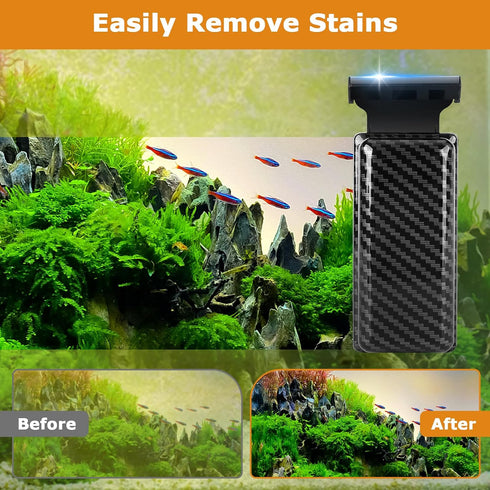 2 2/5"-3/5" hygger Magnetic Fish Tank Cleaner, Aquarium Glass Cleaner with Detachable Algae Scraper Blade, Floating