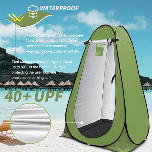 UPF40+ Anngrowy Pop Up Privacy Shower Tent - Portable Outdoor Camping Bathroom Toilet Changing Dressing Room