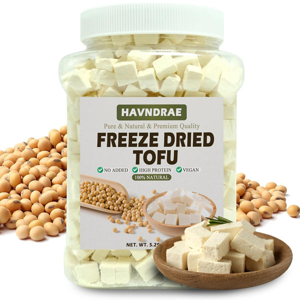 5.29oz Freeze Dried Tofu Cubes 1cm Bite-Sized High Protein Dehydrated Tofu Instant