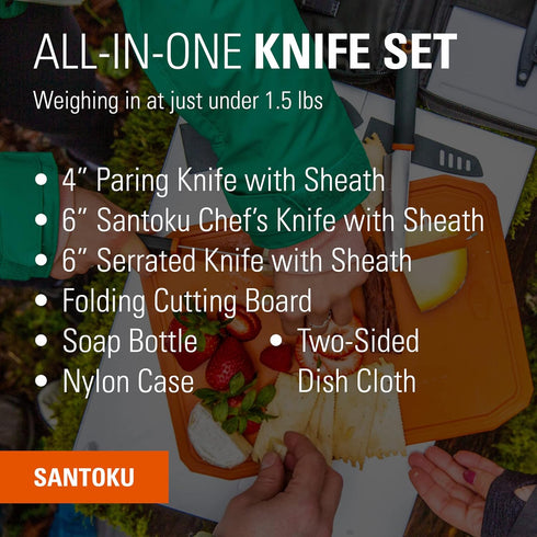GSI Outdoors Santoku Knife Set for Camping, Grey