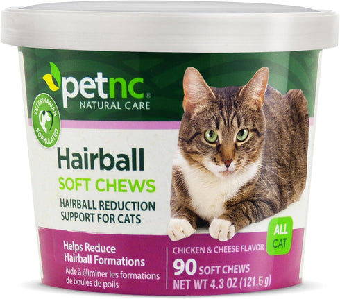 Petnc Natural Care Hairball Soft Chews for Cats (90 Count) with Chicken & Cheese Flavor