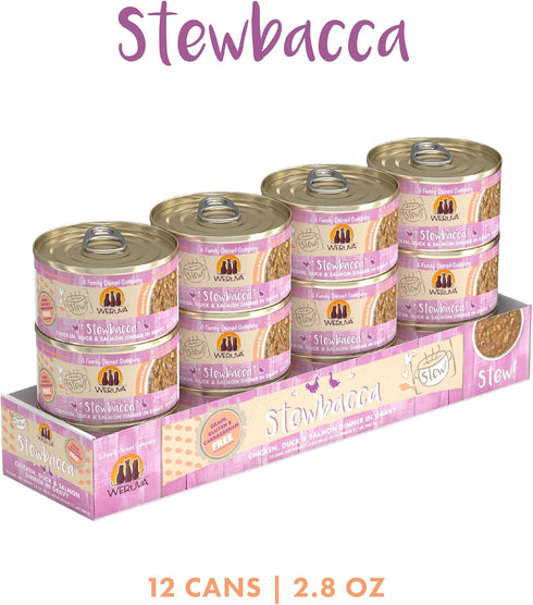 Weruva Classic Cat Stews! Stewbacca with Chicken, Duck & Salmon in Gravy, 2.8oz Can (Pack of 12)