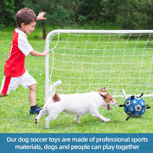 Dog Ropes Toys Soccer Ball with Straps, Interactive Tug of War Toy, Durable Dog Balls for Small & Medium Dogs - Blue &