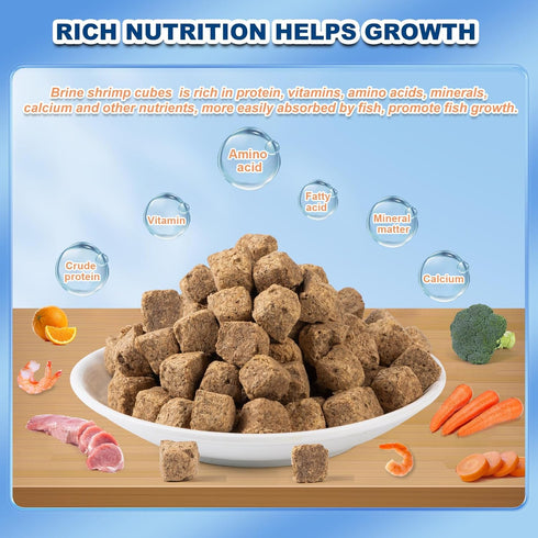 '-100% (4oz) Freeze Dried Brine Shrimp Cubes Pure High Protein Fish Food for Tropical, Marine & Freshwater Fish, Aquatic