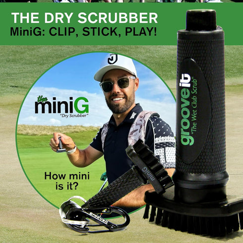 Grooveit Mini Golf Brush, Small MiniG 'Dry Scrubber' with Detachable Magnet and Heavy-Duty Nylon Bristles