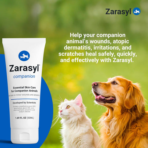 1.69 oz. Zarasyl Companion Essential Skin Care Ointment for Cats and Dogs, Protects & Moisturizes Skin & Tissues