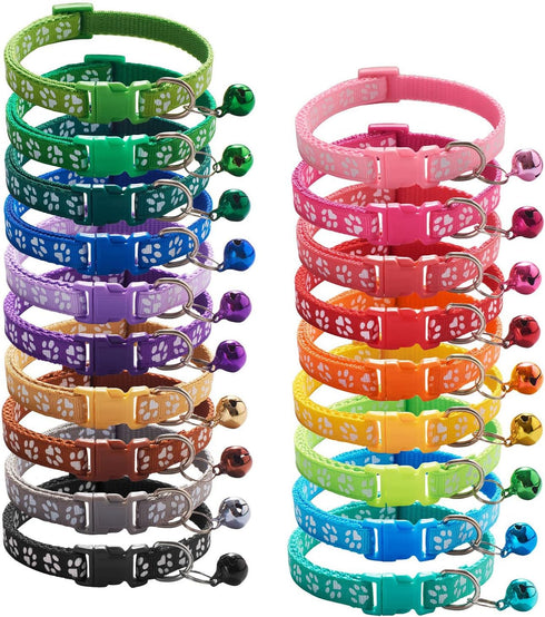Puppy Collars with Bell, Adjustable Litter Collars for Newborn Pets, Set of 19