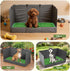 Bhyhok 33.5"23.6"15.9" 4-Inch High Walls Dog Potty Tray with Artificial Grass, Foldable Dog Pee Pad Holder with Baffle