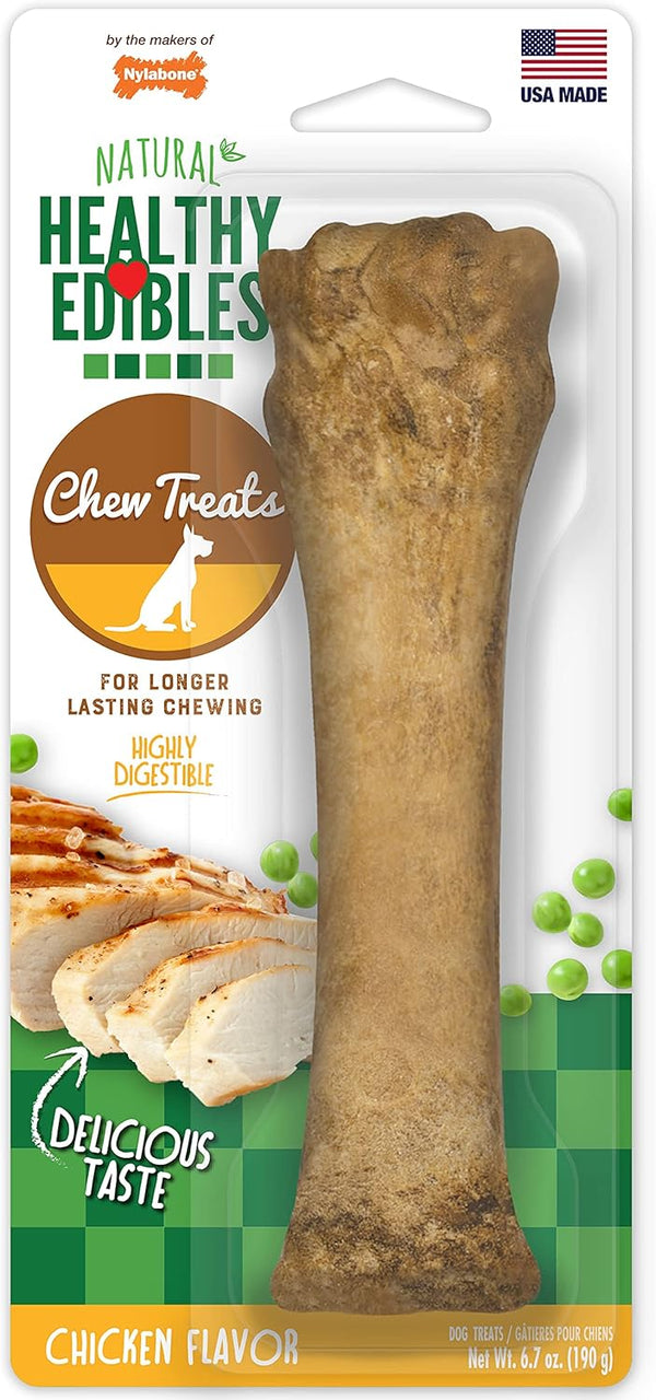 Nylabone Healthy Edibles Natural Dog Chews, Long Lasting Bones for Dogs, Chicken