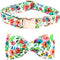 Soft Cute Dog Collar with Bow Tie, Flowers Print Adjustable Pet Collar with Metal Buckle, Gift Collar for Medium Dogs