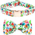 Soft Cute Dog Collar with Bow Tie, Flowers Print Adjustable Pet Collar with Metal Buckle, Gift Collar for Medium Dogs