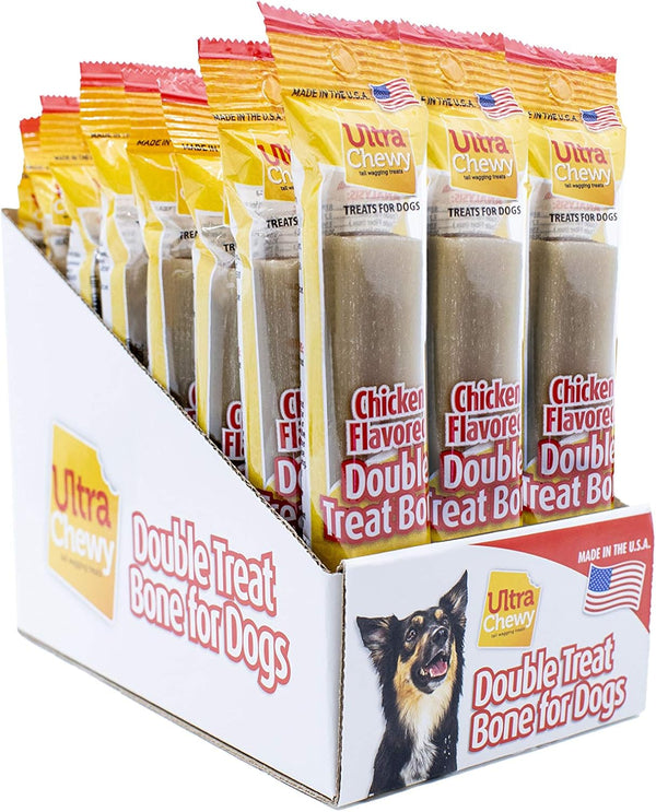 Ultra Chewy Chicken Double Treat Bones: Long-Lasting Dog Treats Made in USA