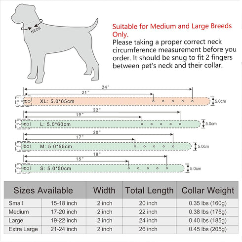 Berry Pet Rhinestones Dog Collars - 2" Width with 5 Rows Full Sparkly Crystal Diamonds for Medium & Large Dogs, 15-18"