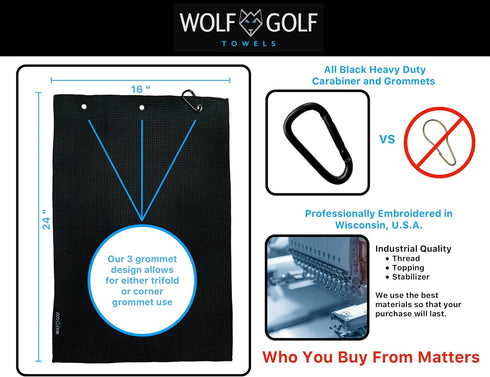 Wolf Golf Towels, Best Grandpa by Par Golf Towel, Embroidered Funny Golf Accessories for Men